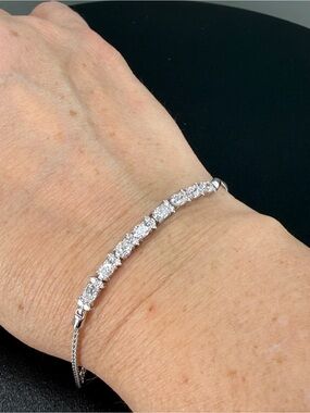 925 Sterling Silver Moissanite Tennis Bracelet – Adjustable Chain, High Sparkle